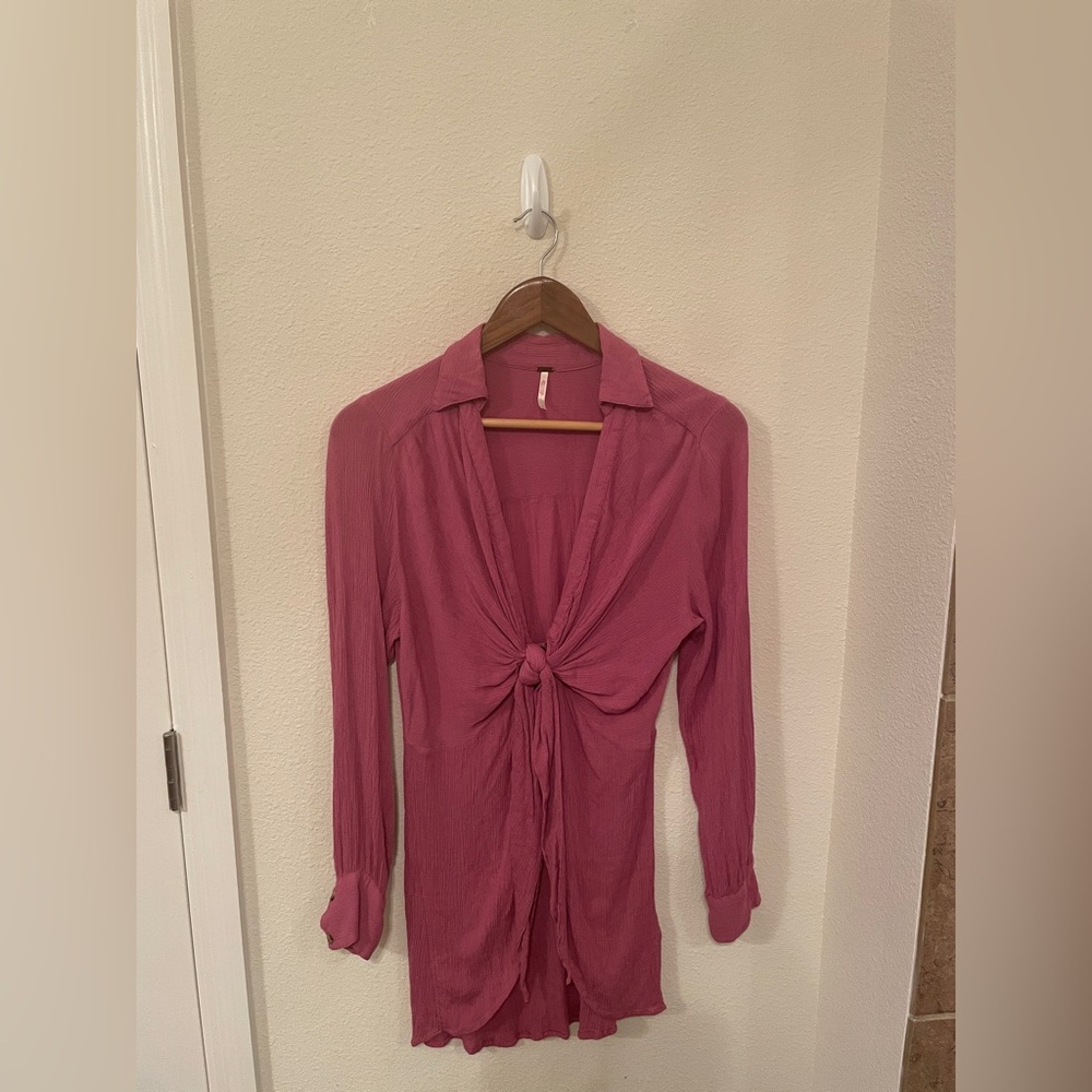Free People Cover Up Worlds Apart Tunic Deep Plum, Beach Girly Coverup Vacation - Picture 3 of 8